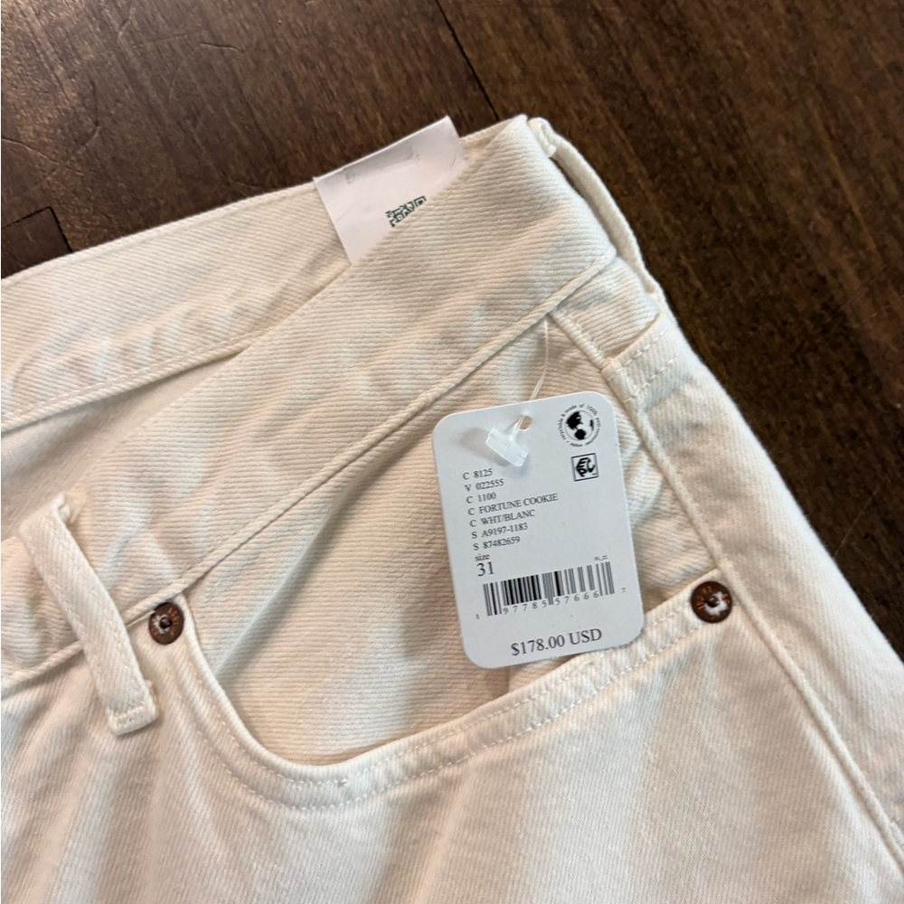 Agolde White High-Rise Rolled Hem Jean Shorts - Picture 4 of 6